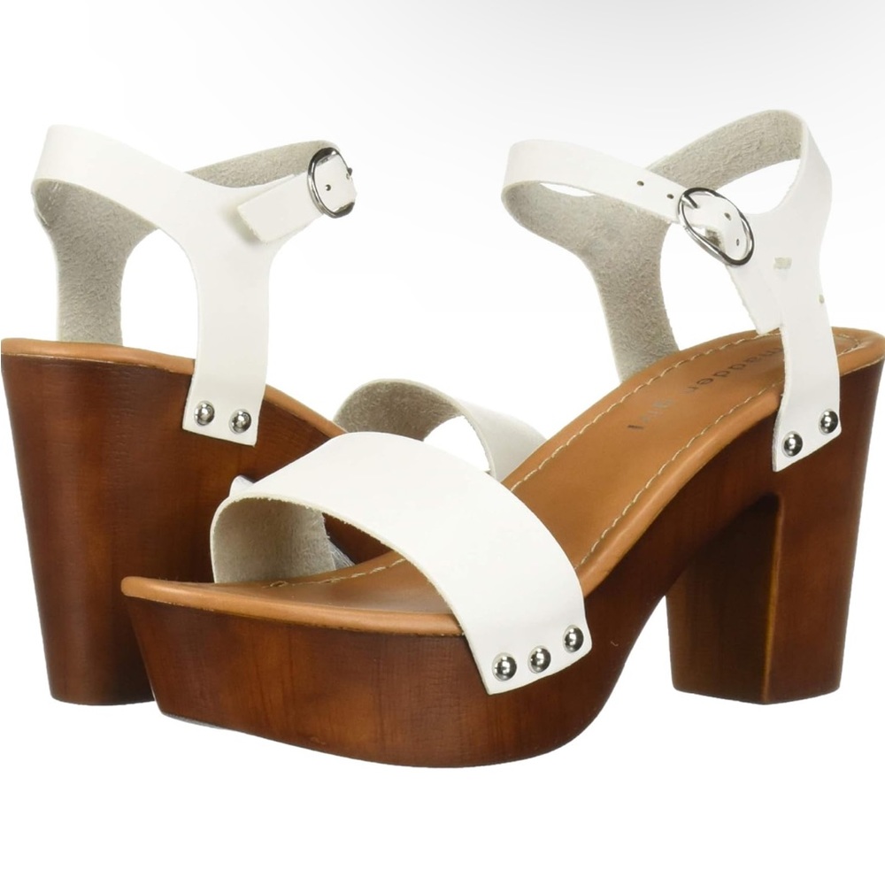 Madden Girl White Heeled Platform Sandals with Strap